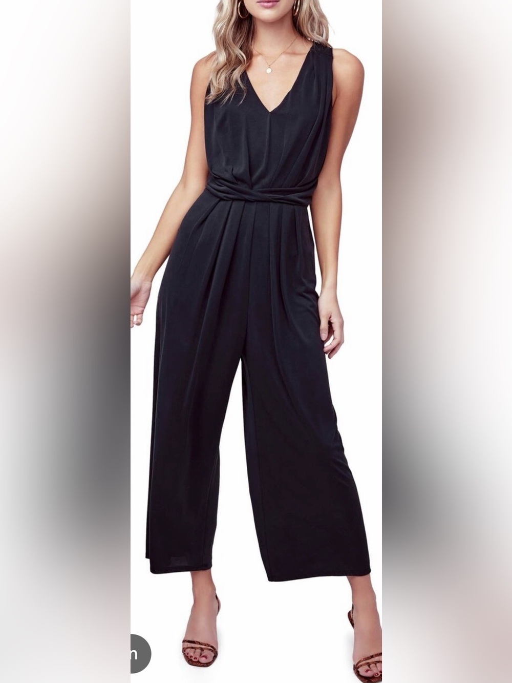Astr Black Wide-Leg Pleated Jumpsuit Pants